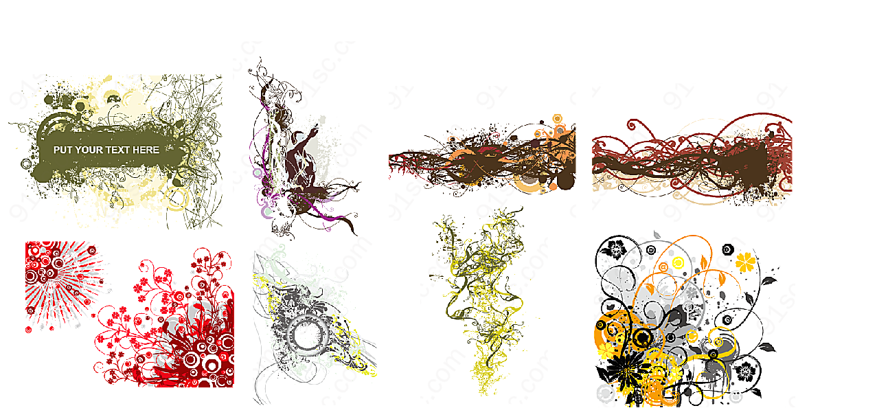 杂乱风格花纹矢量花纹