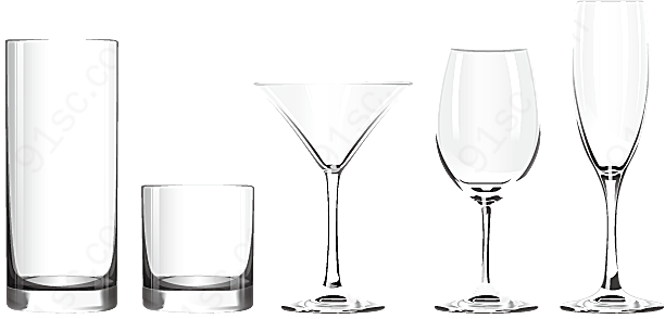 玻璃杯和高脚杯矢量矢量餐具厨具