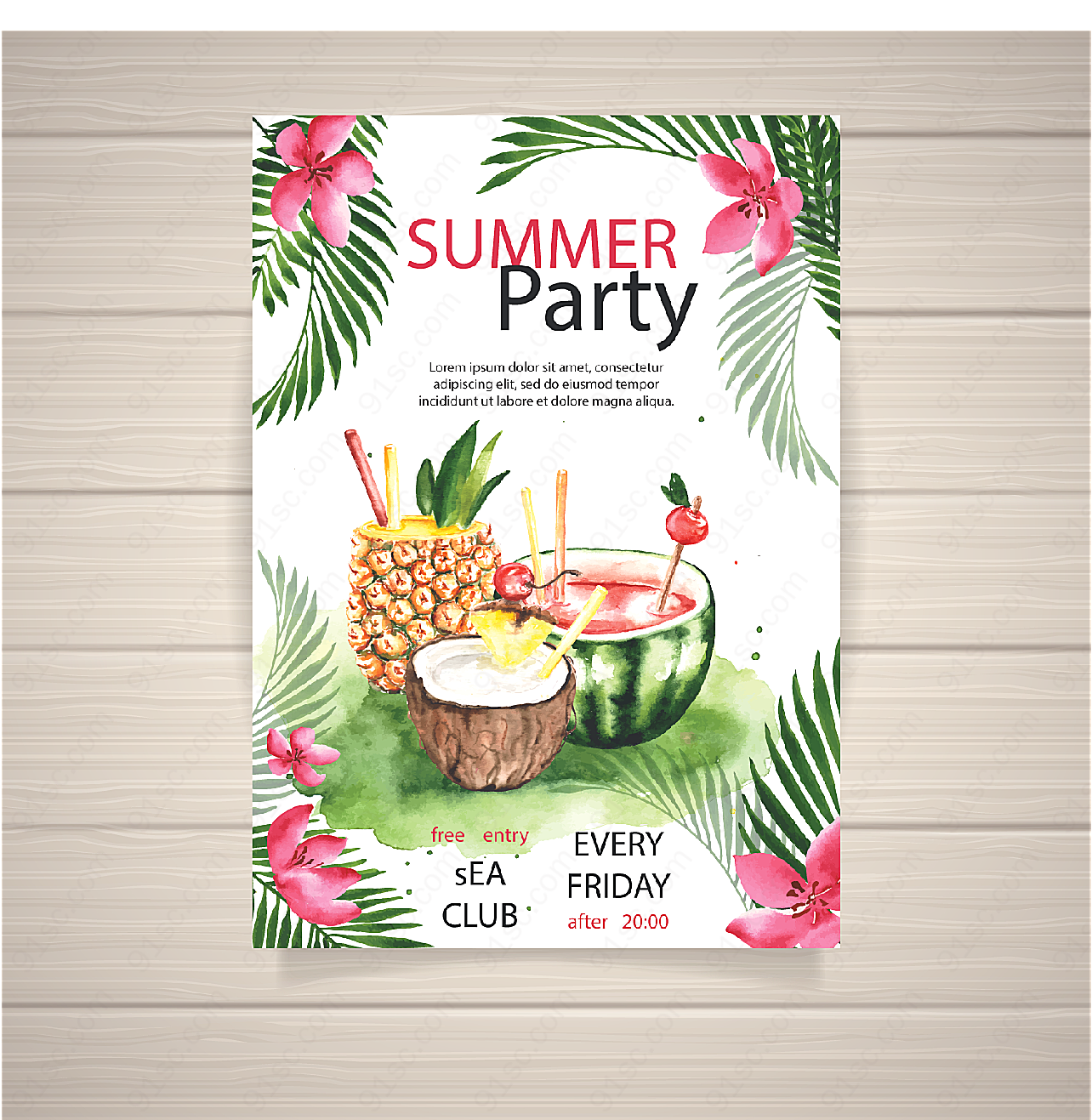 夏季派对海报平面广告