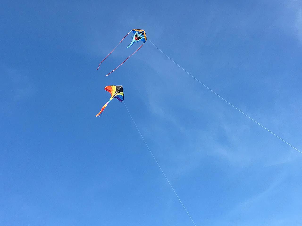 高空两只风筝图片摄影高清