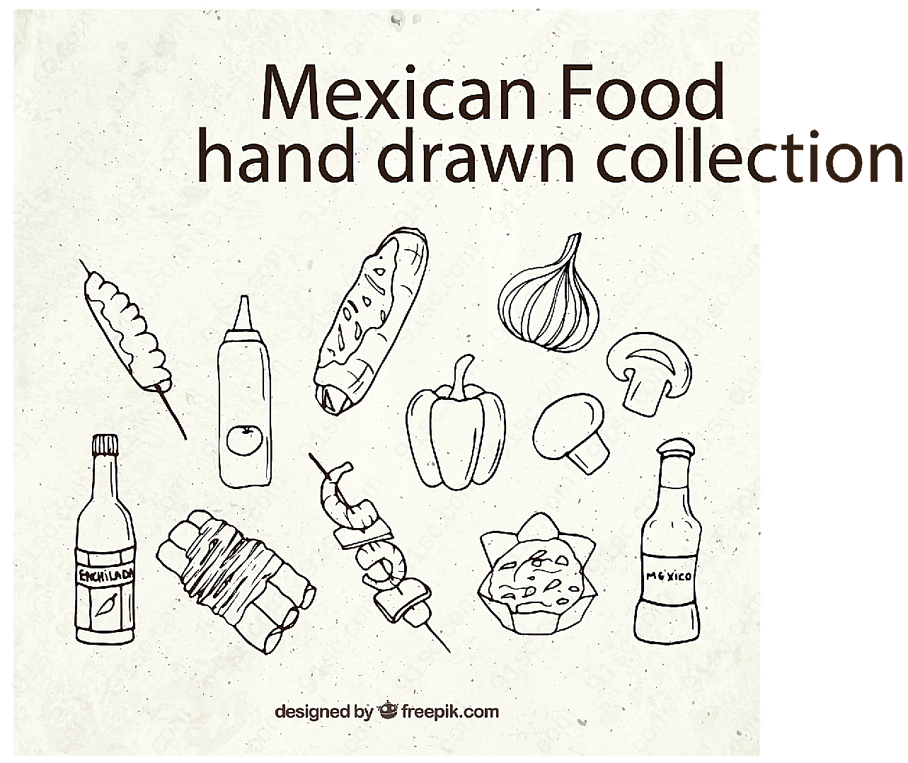 手绘墨西哥食物矢量美食