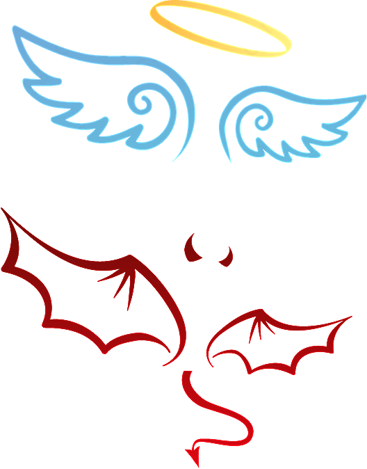 天使与魔鬼翅膀矢量卡通角色