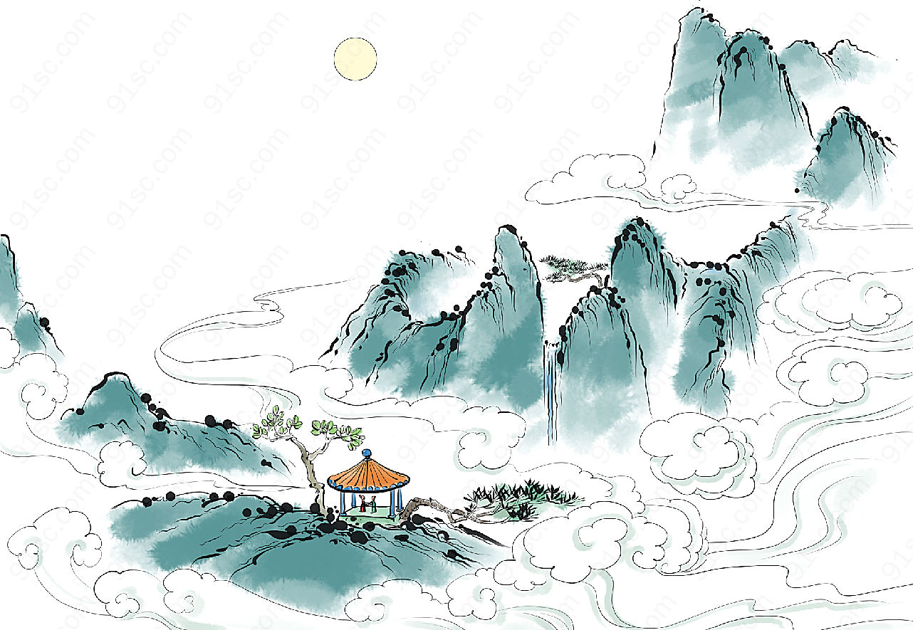 中国风水墨高山绘画艺术