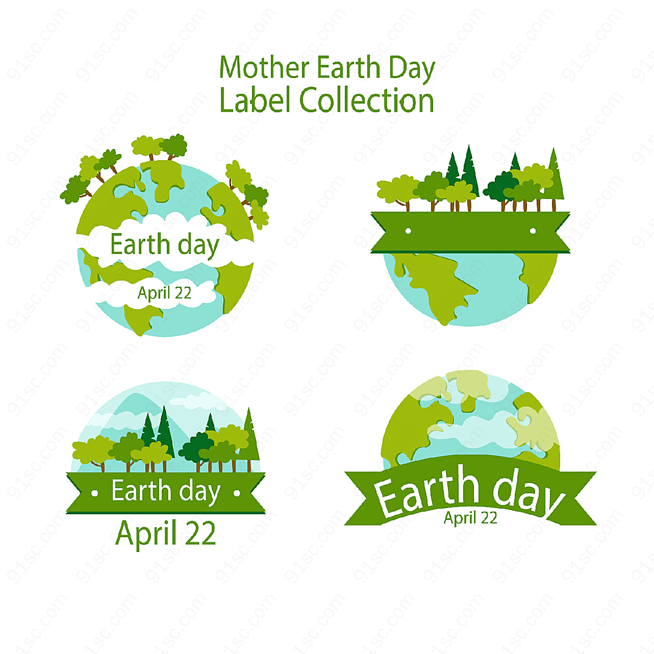 世界地球日树林标签其它矢量节日其它