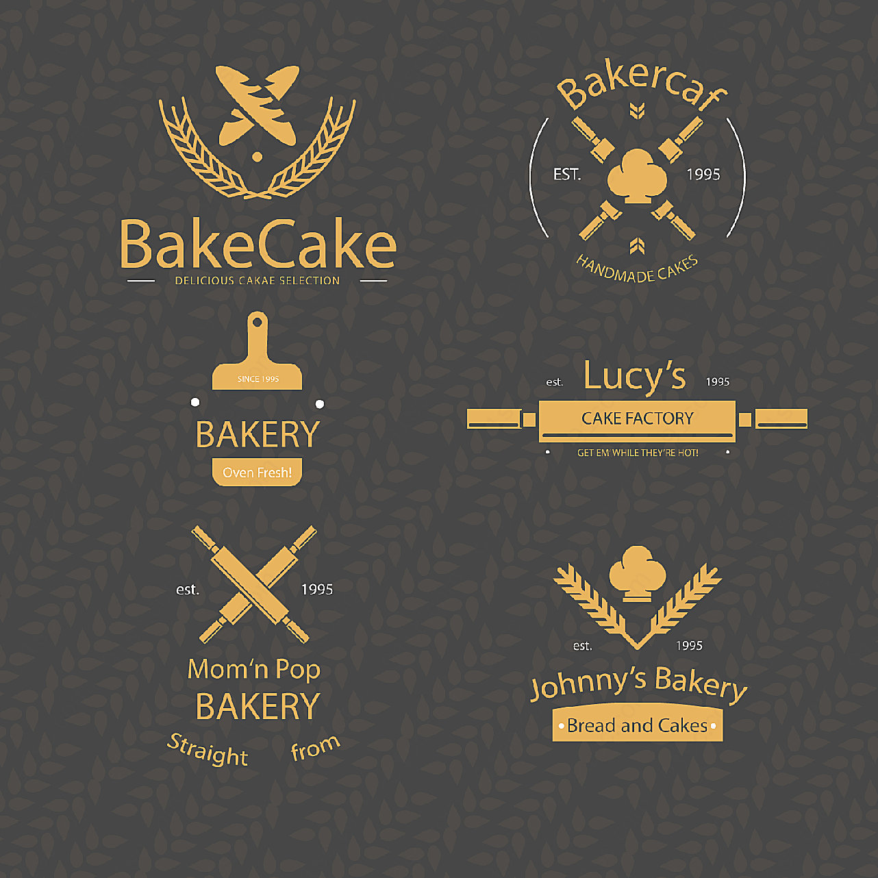 金色面包店标志矢量logo图形