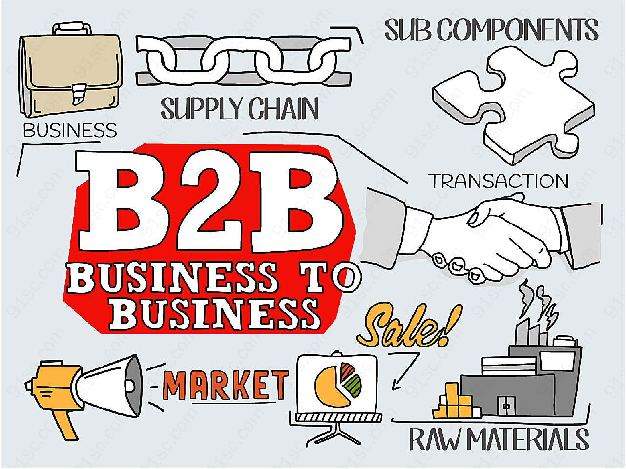 b2b商务网络矢量商务金融