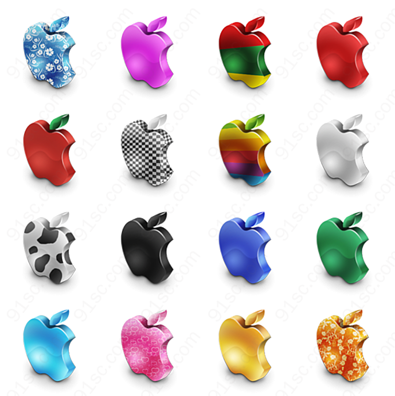 彩色立体苹果苹果图标
