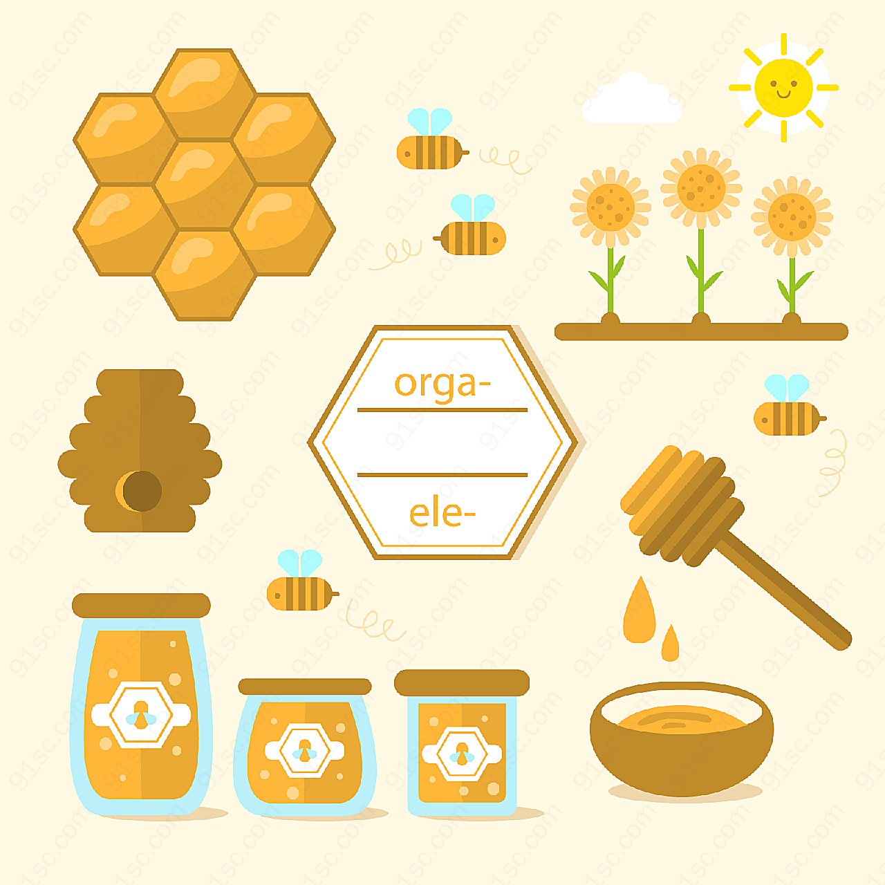 有机蜂蜜元素矢量其它食品