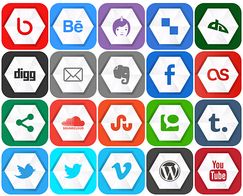 六边形社交媒体标志图标