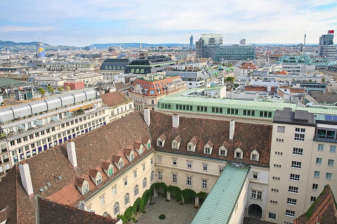 奥地利维也纳建筑鸟瞰图城市景观