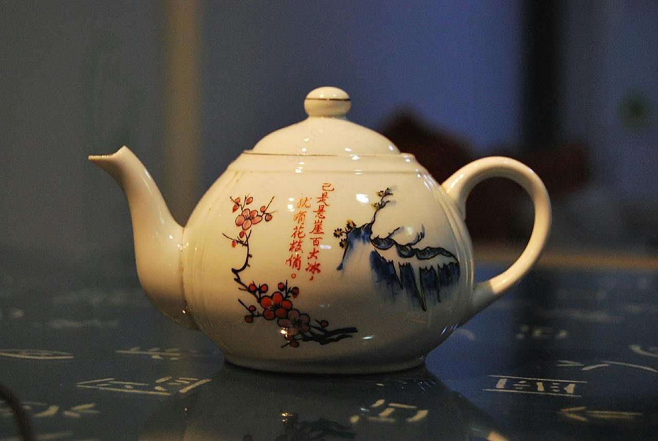 高清陶瓷茶壶图片下载摄影