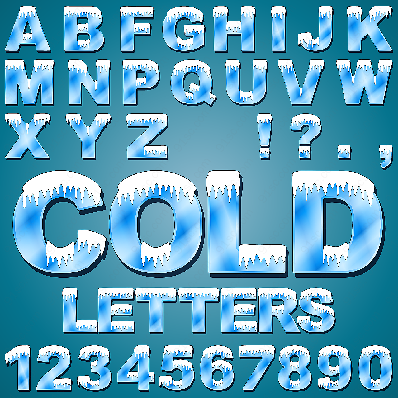 冰冻字母与数字矢量艺术字