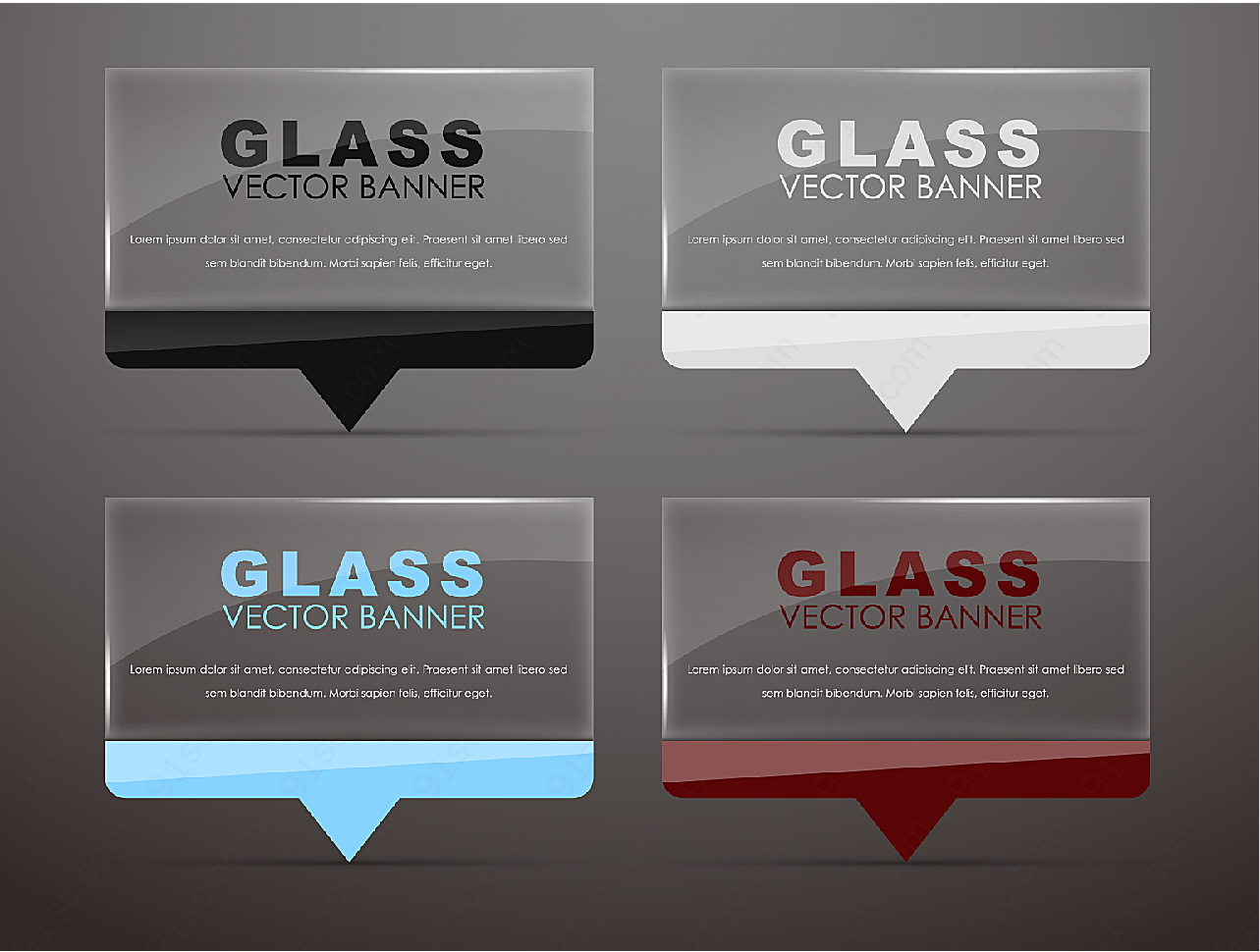 透明玻璃语言气泡矢量设计元素