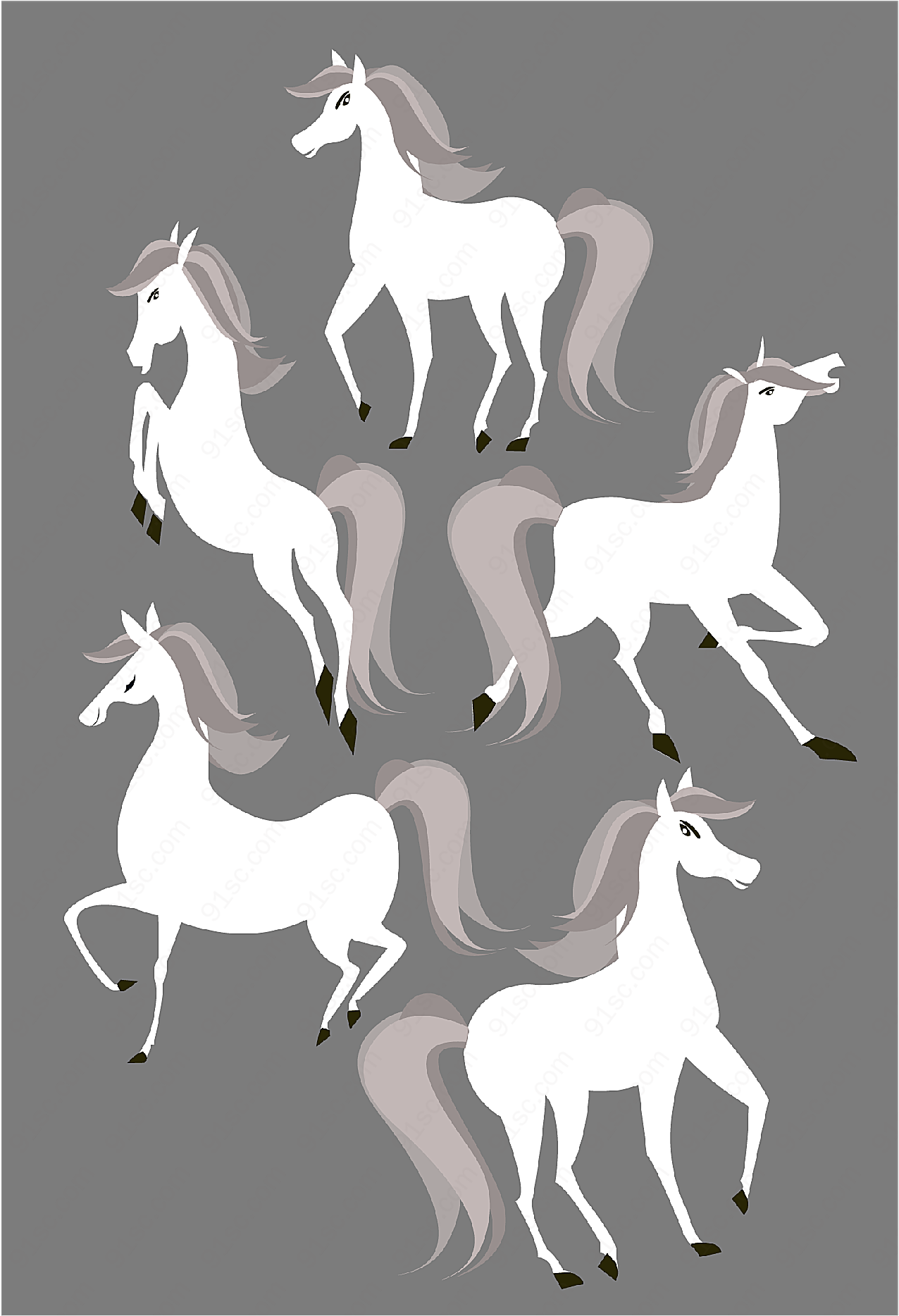 白马设计矢量矢量野生动物