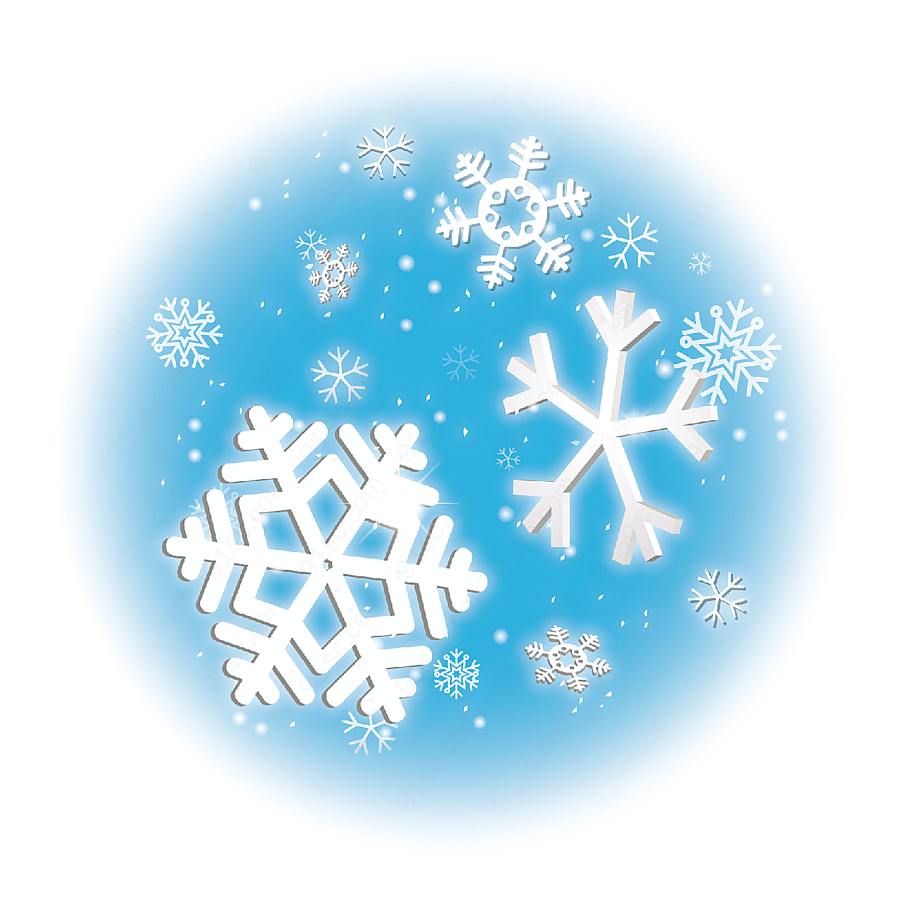 雪花彩球矢量素矢量自然元素