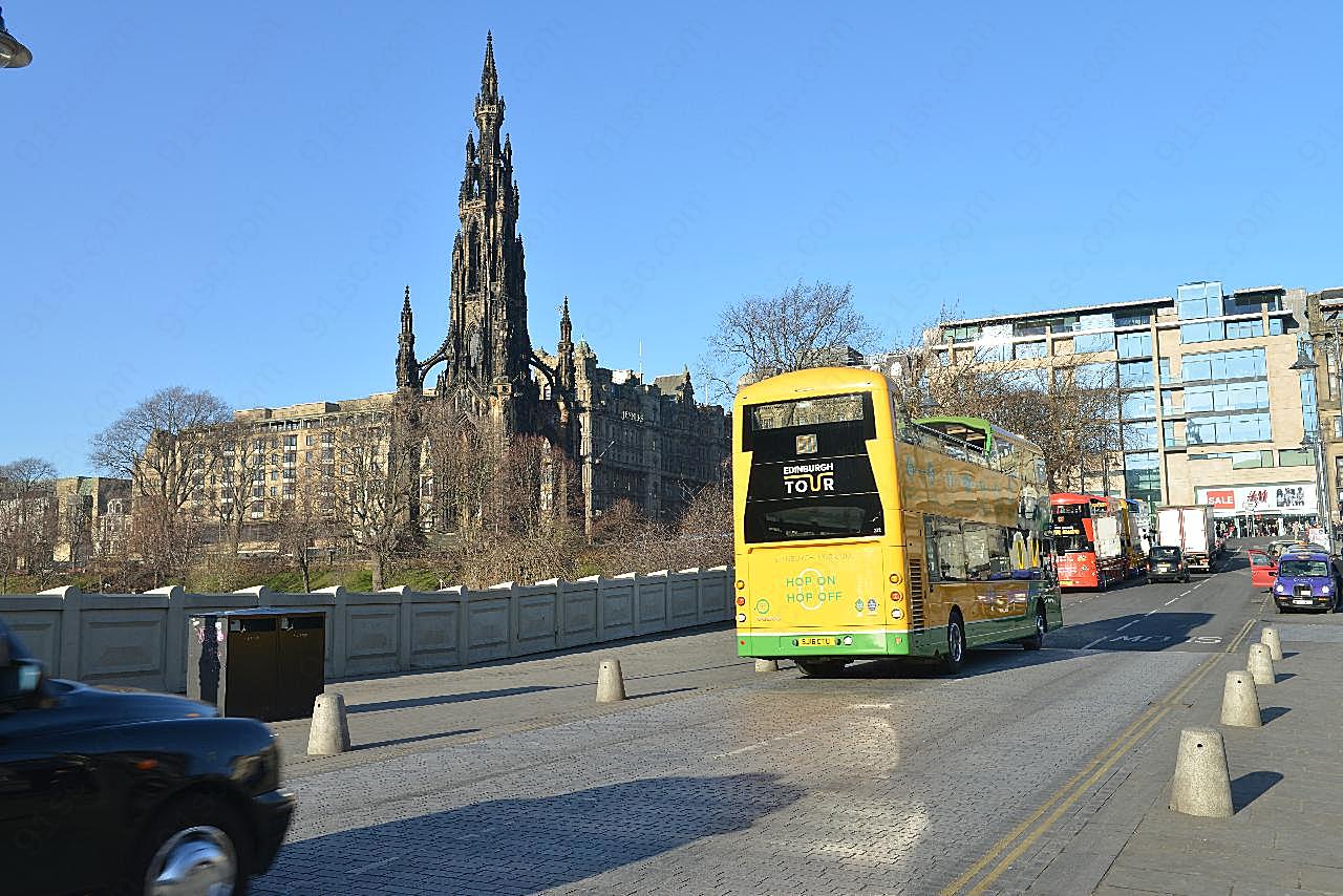 爱丁堡城市公交车图片摄影