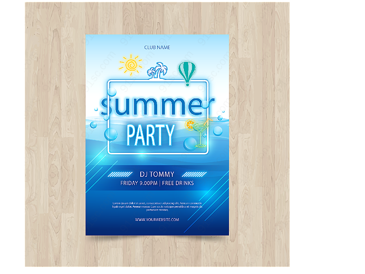 夏季派对传单平面广告