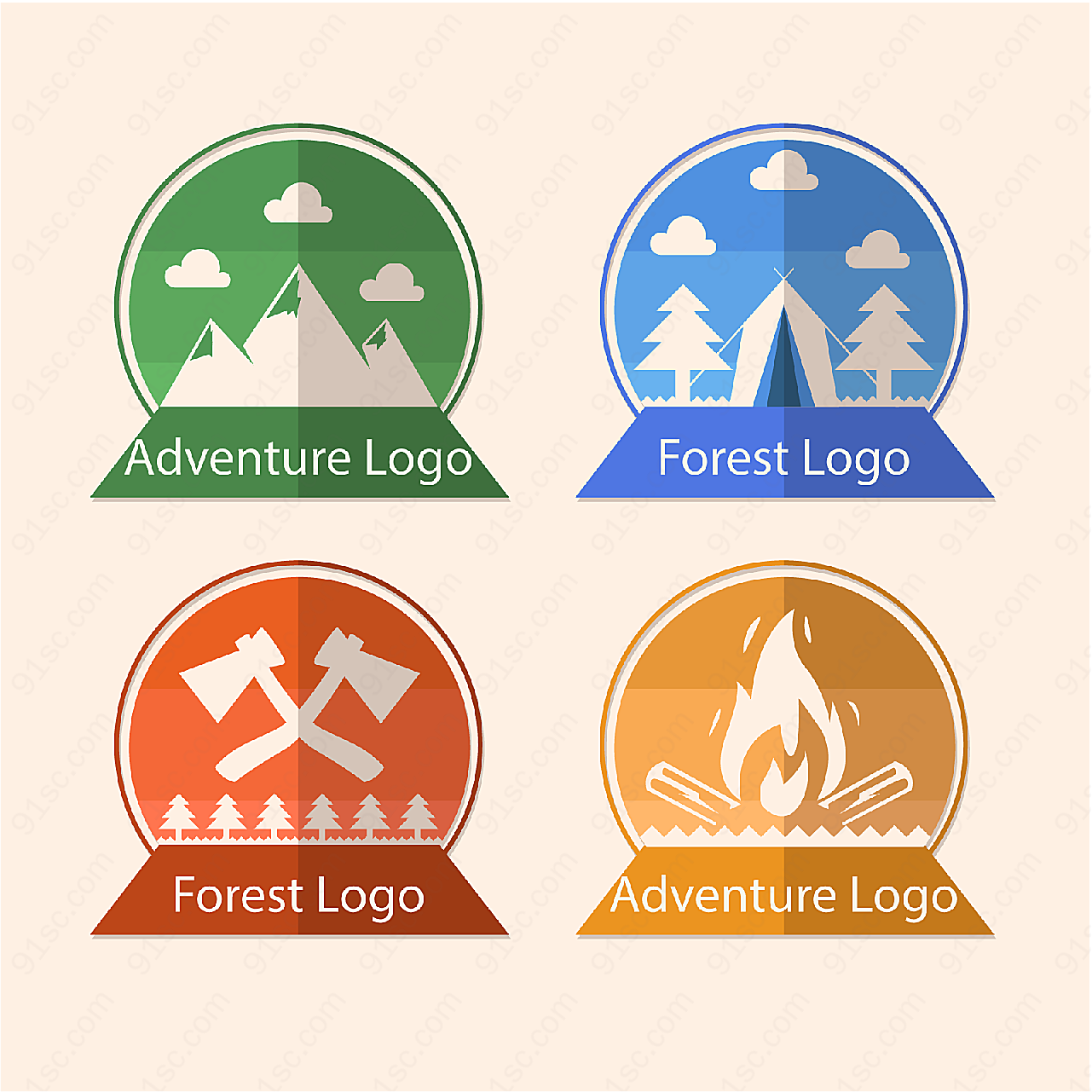 森林探险标志矢量logo图形