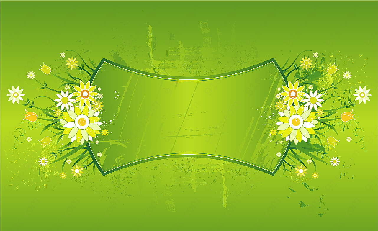 春季花纹banner矢量各式图标