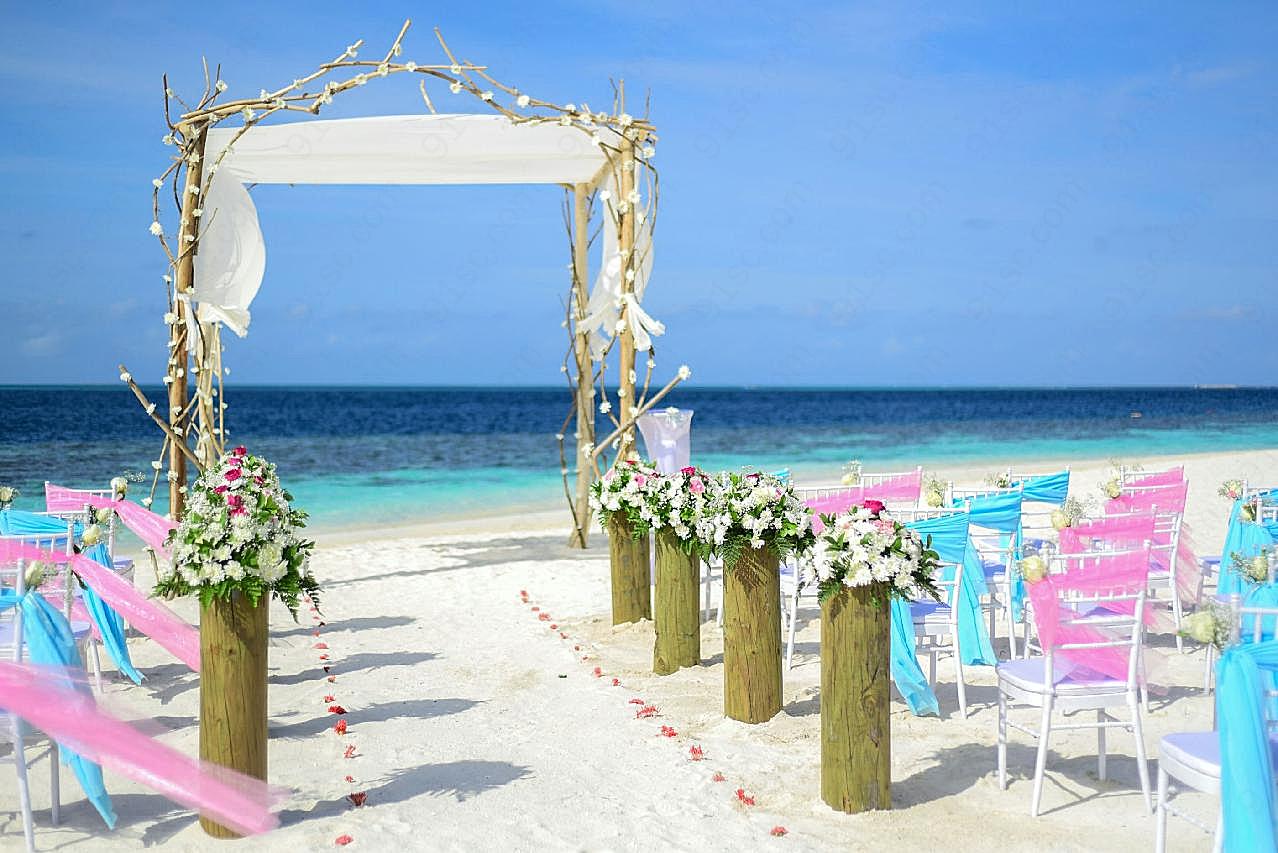 海边婚礼布置图片高清风景