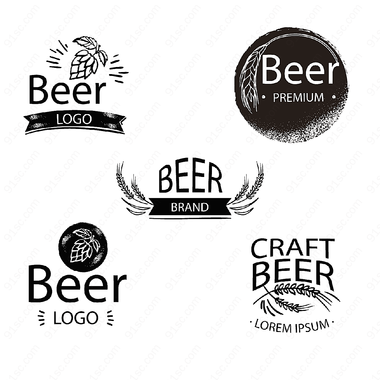 啤酒标志设计矢量logo图形