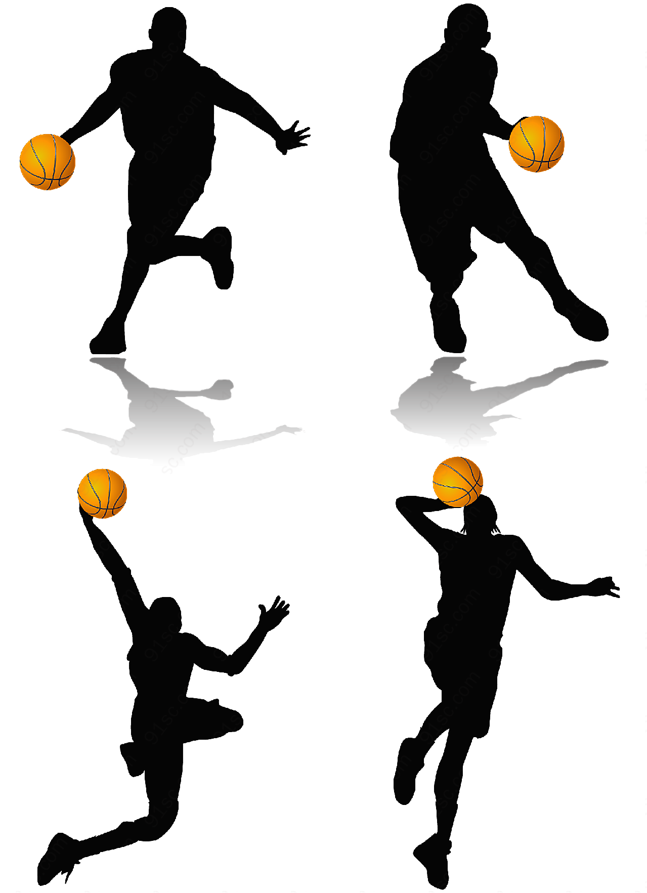 篮球运动人物剪影矢量体育运动