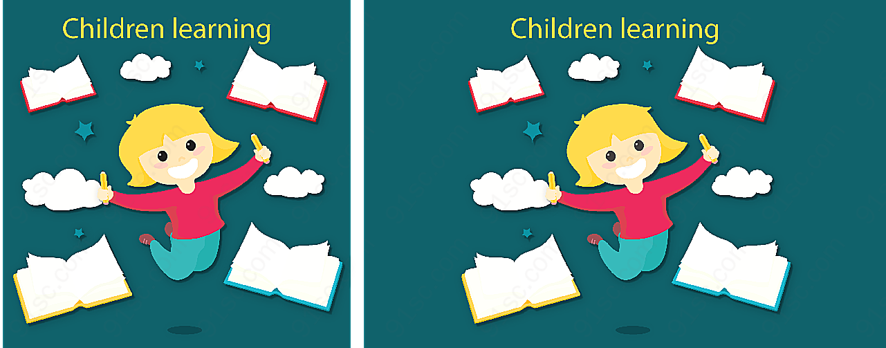 女孩和书本矢量矢量儿童幼儿