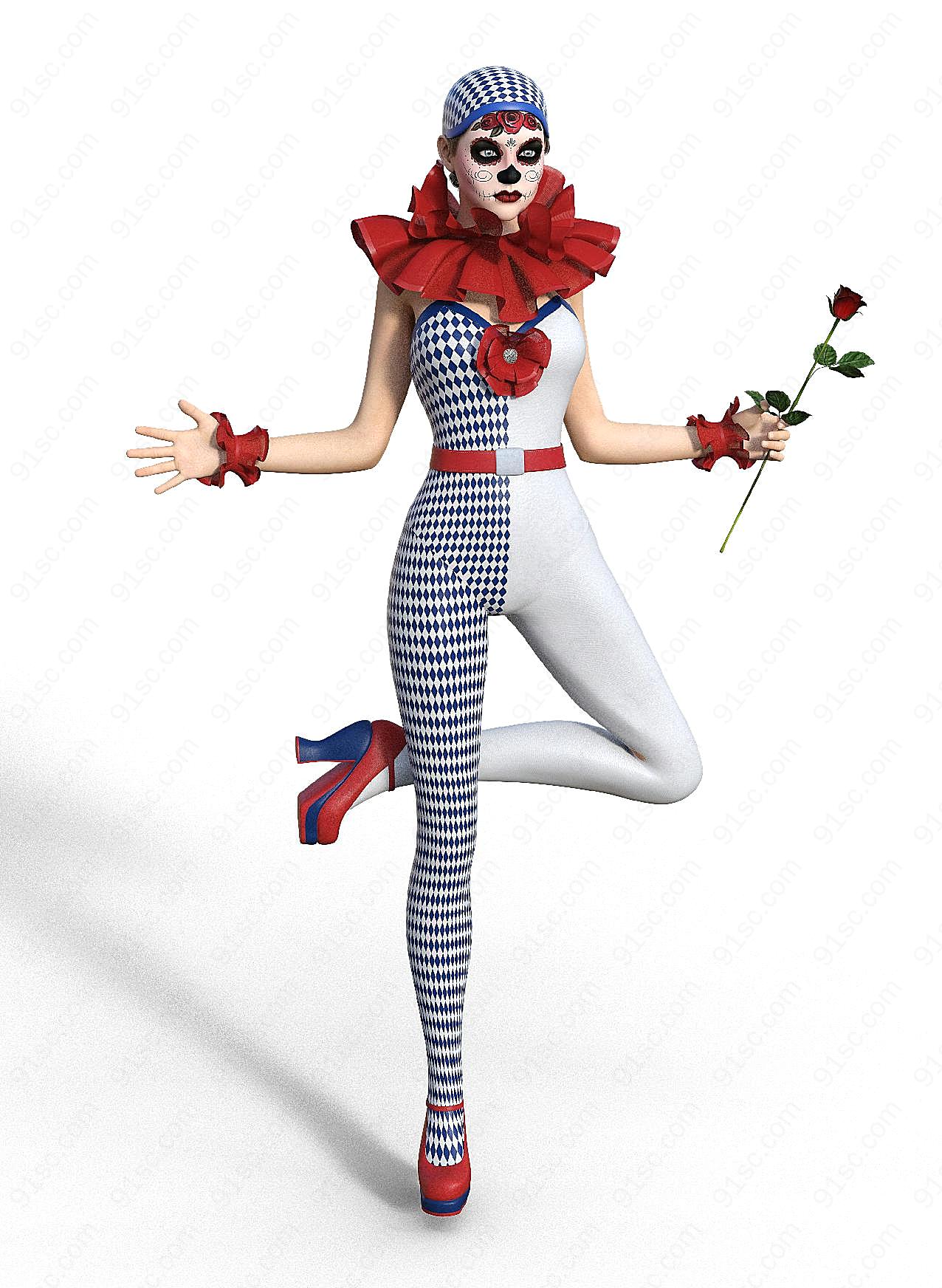女性小丑3d模型图片高清
