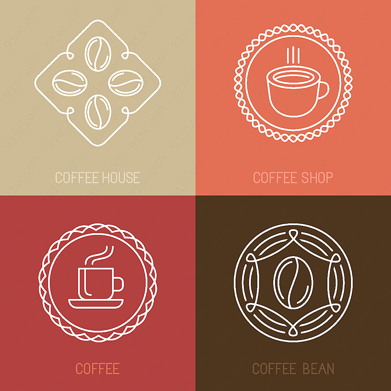 欧式咖啡元素图标矢量各式图标