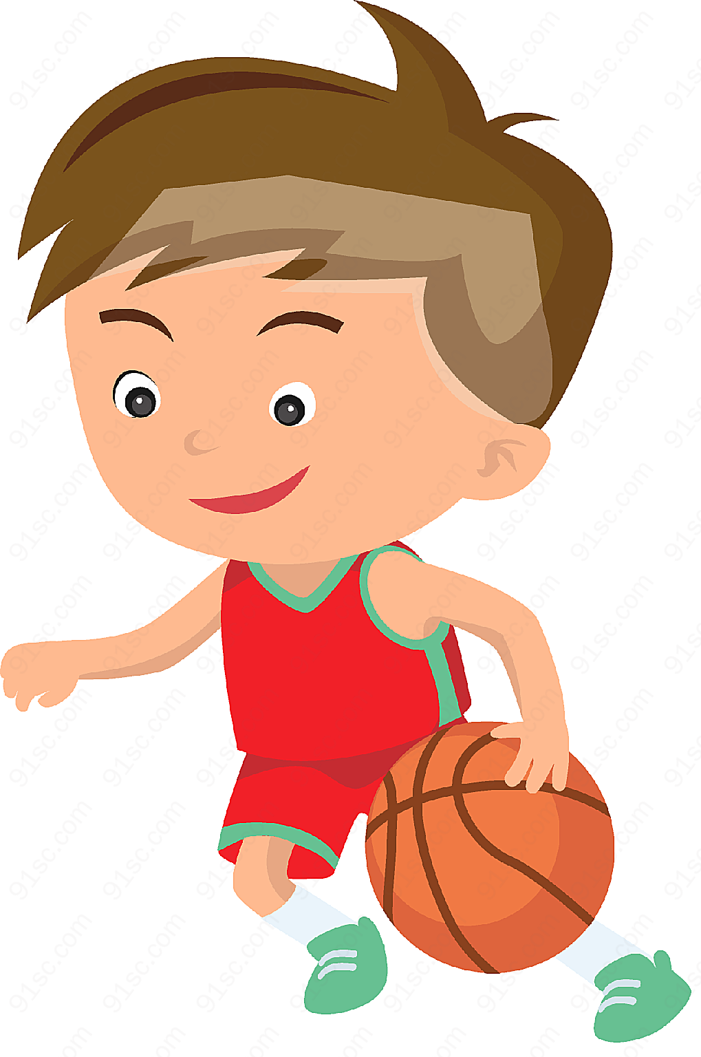 运动使人快乐卡通中国男孩打篮球的人物设计