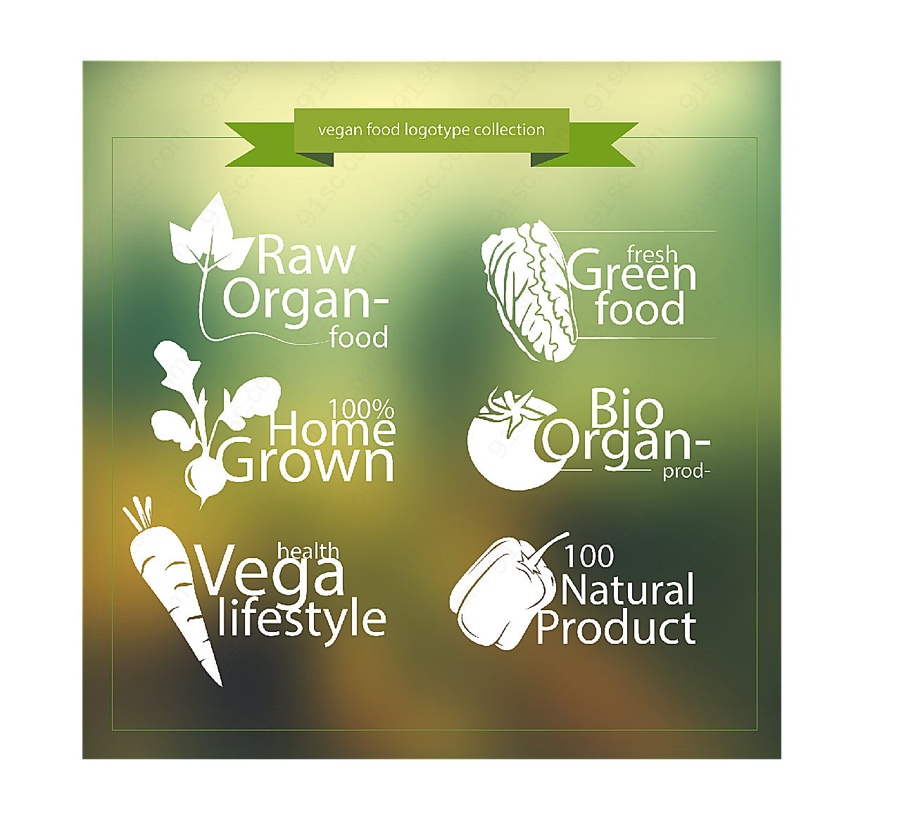 蔬菜素食标志矢量logo图形