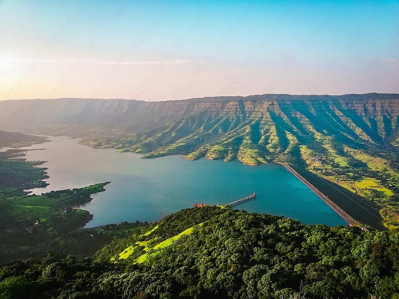 峡谷水库风景自然风景