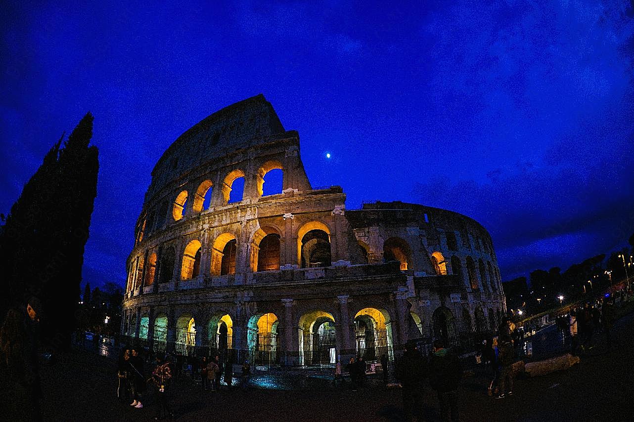 罗马斗兽场夜景图片特色建筑