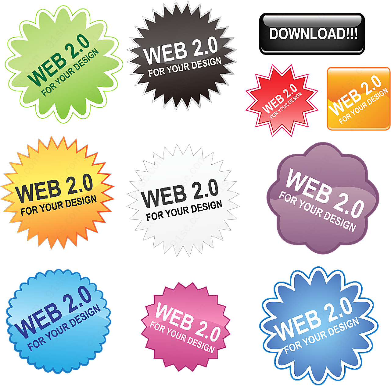 web2.0按钮图标矢量网页图标