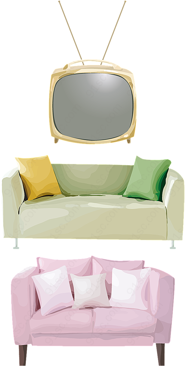 沙发与电视矢量电器