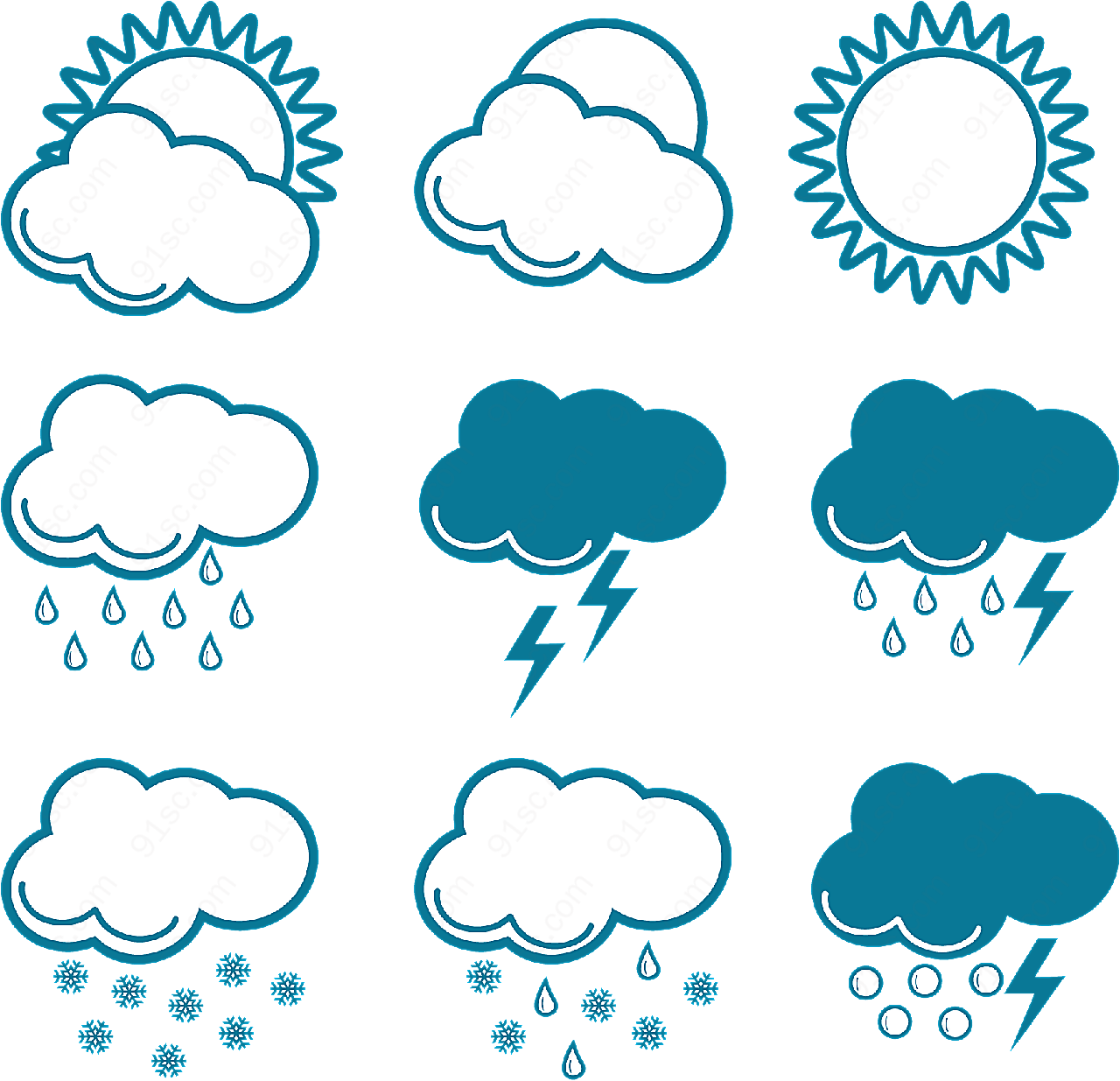 天气变化图标矢量各式图标