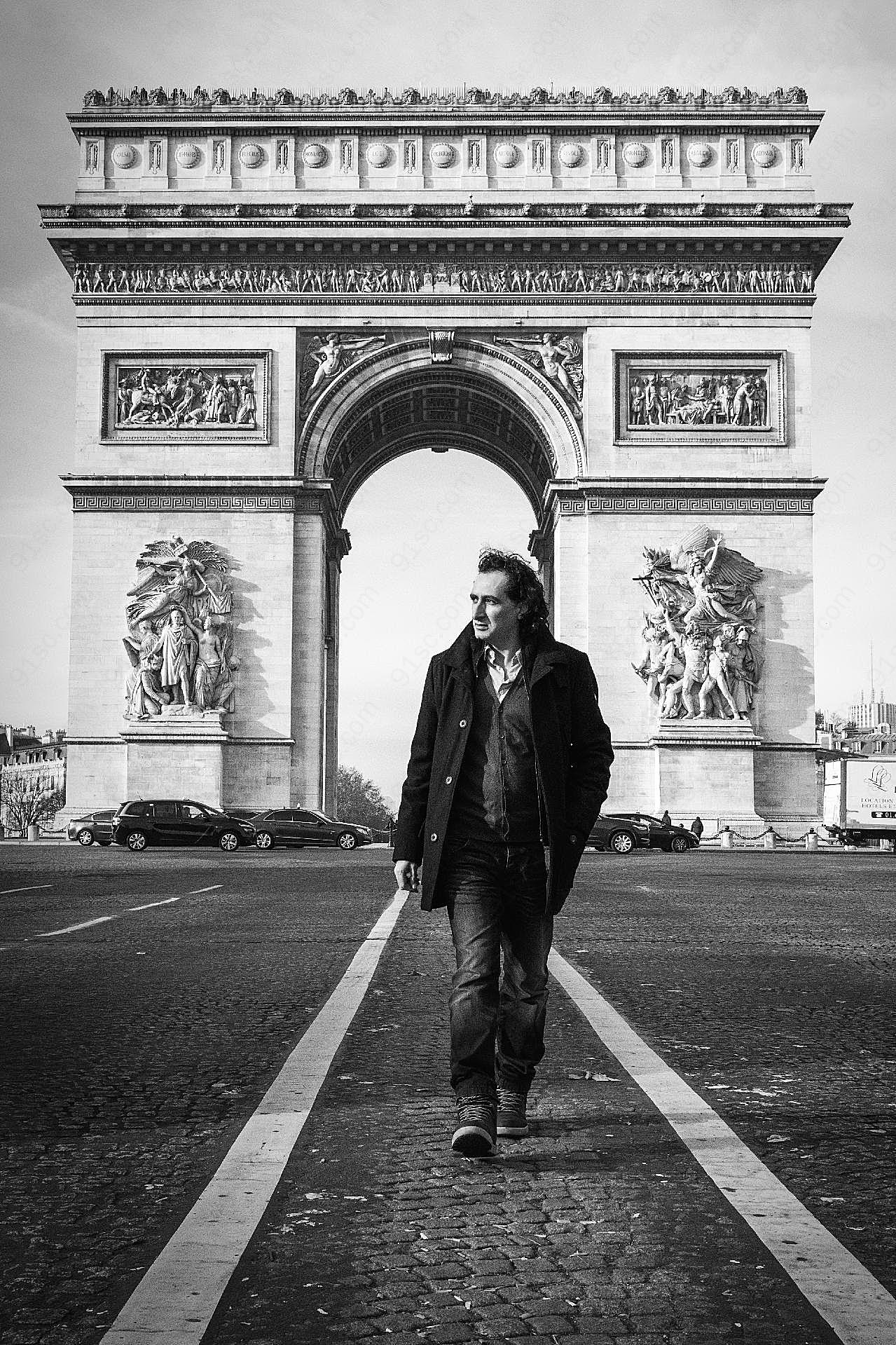 法国时尚街拍黑白摄影高清