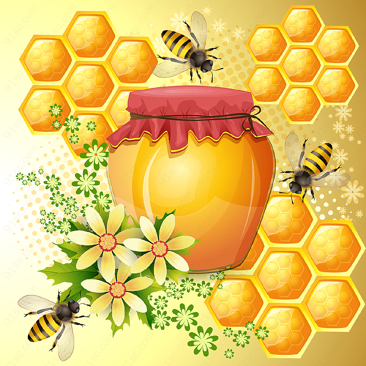 蜜蜂与蜂蜜矢量昆虫