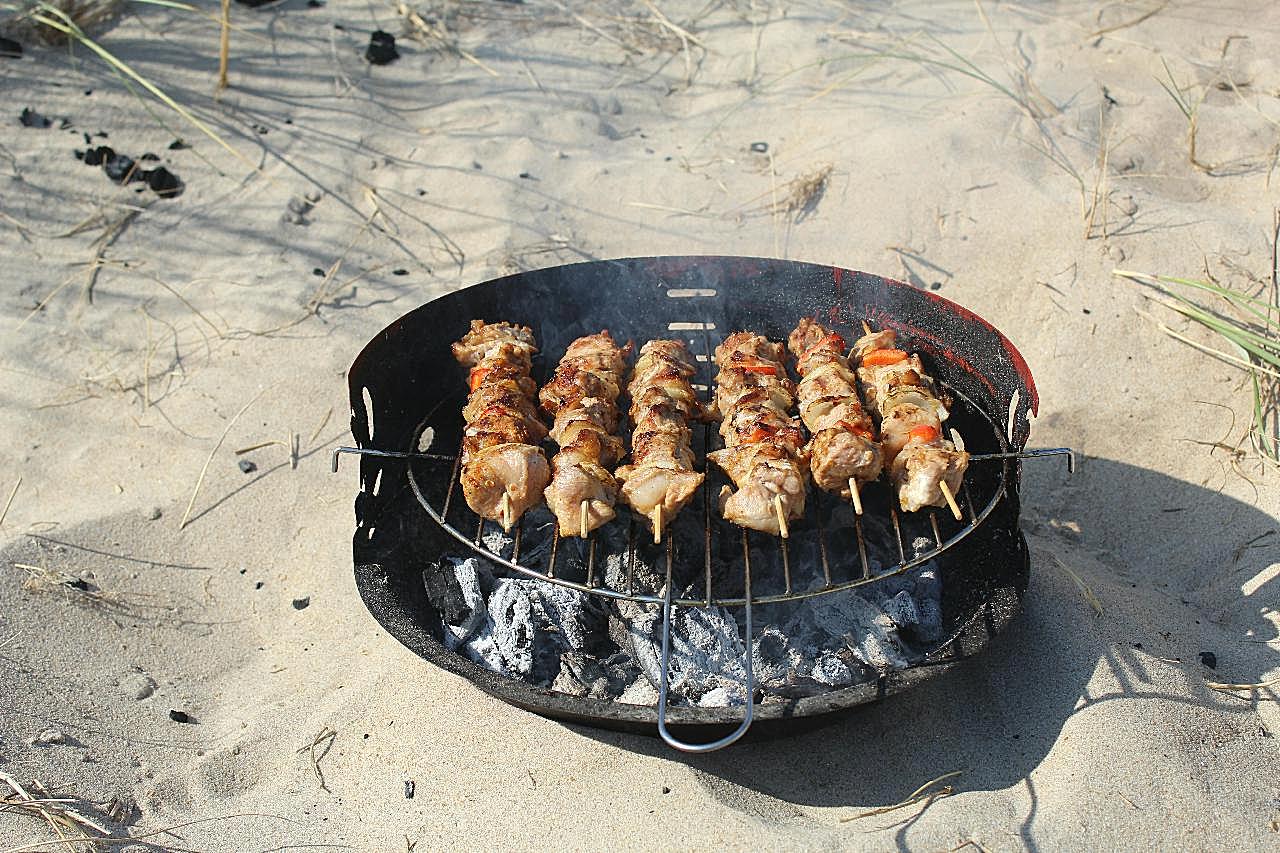 沙滩烤羊肉串图片餐饮美食