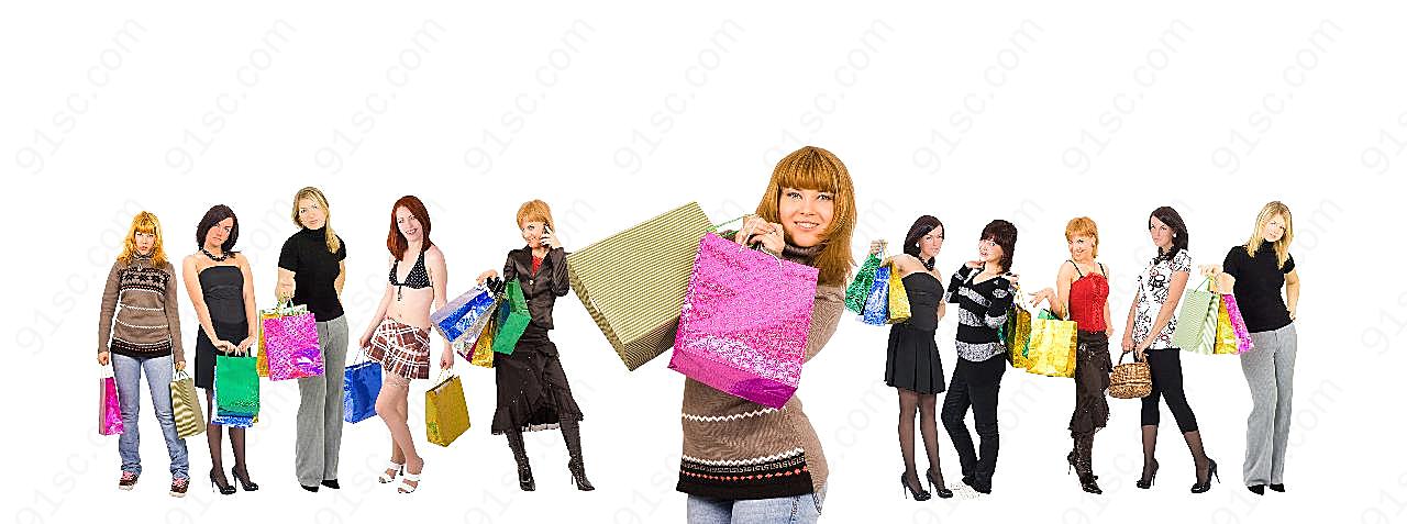 女性购物人群生活人物