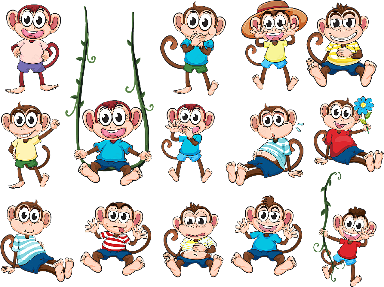 卡通小猴子动物动物动物矢量卡通动物