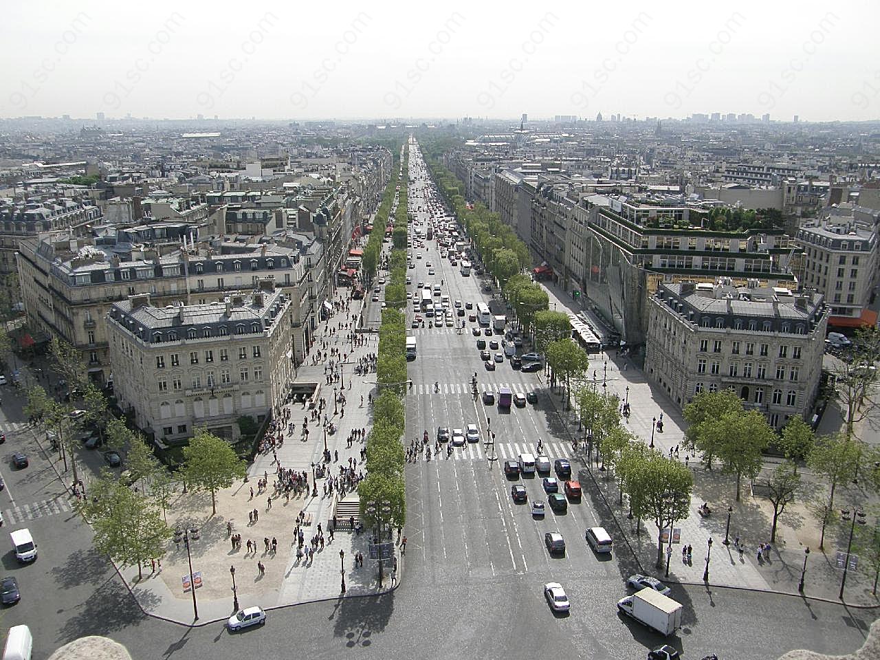 巴黎城市建筑全景图片空间