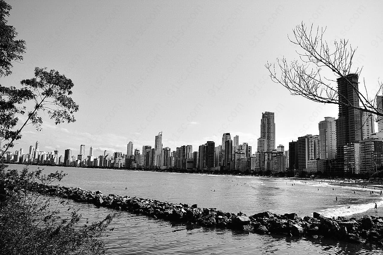 城市建筑景观黑白图片城市景观