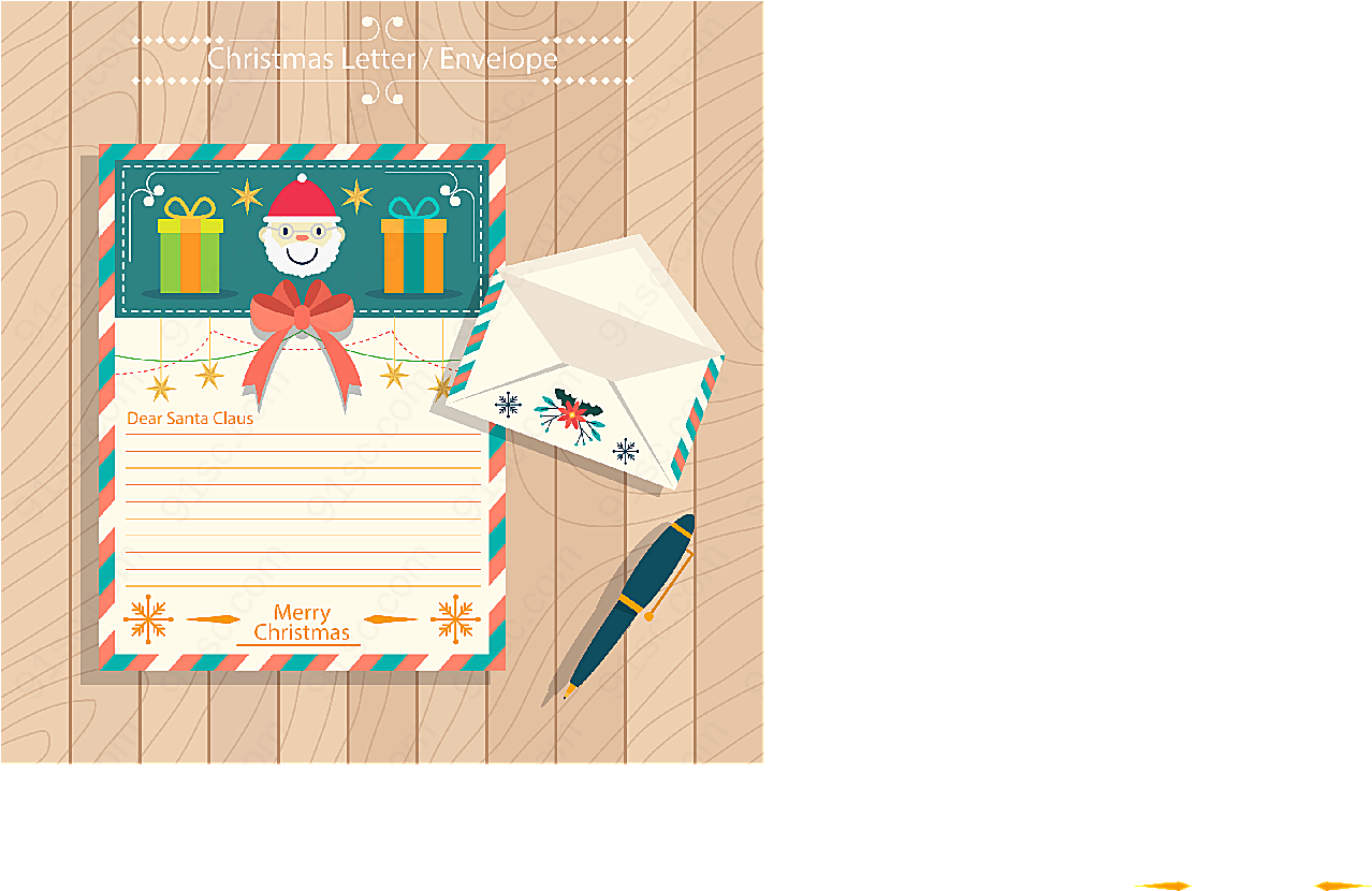 圣诞信纸和信封矢量圣诞节