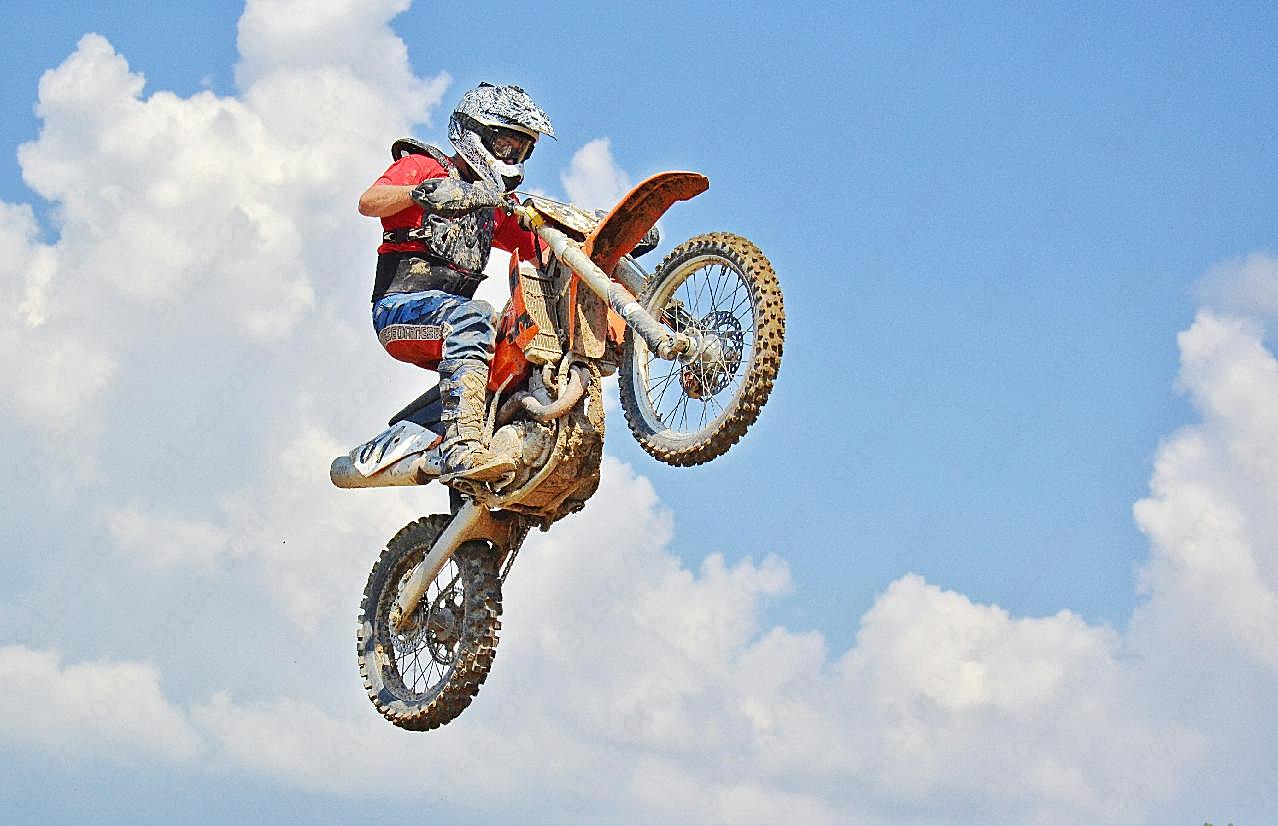越野摩托车飞跃图片摄影