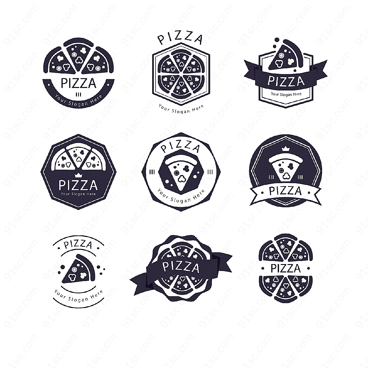 披萨店标志矢量logo图形