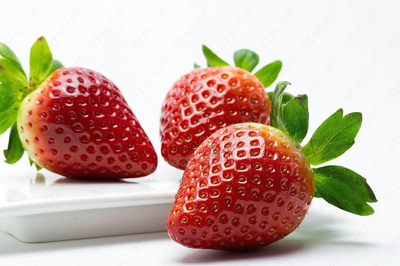 新鲜草莓摄影图片生物