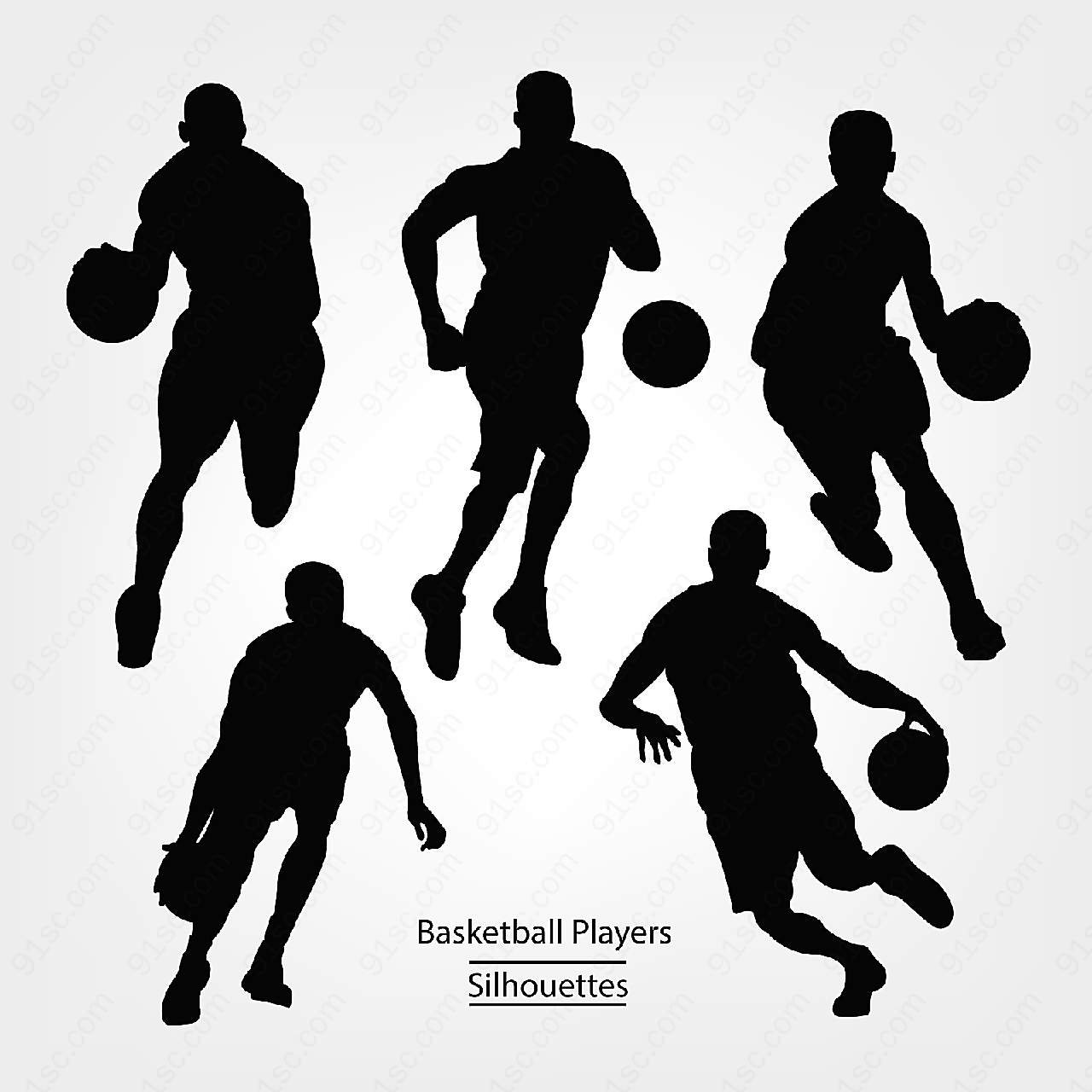篮球人物剪影矢量体育运动