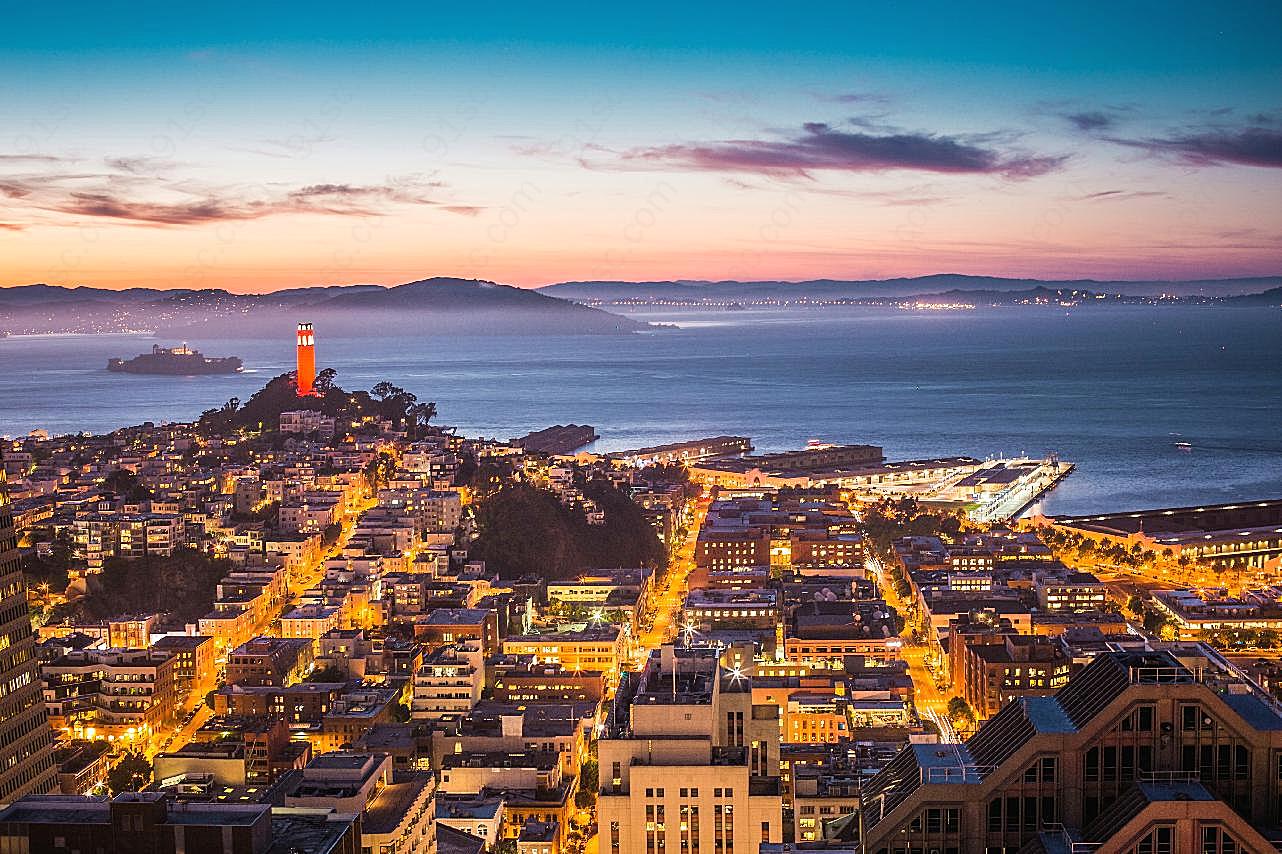 旧金山城市夜景图片城市景观