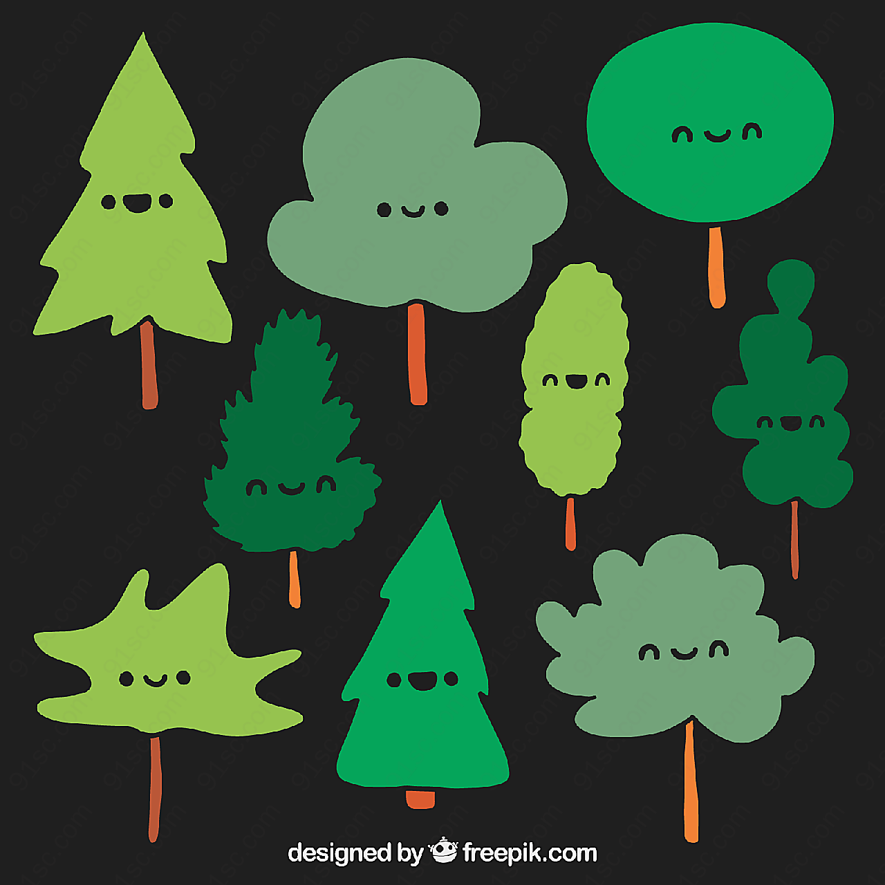 卡通表情树木矢量卡通其它
